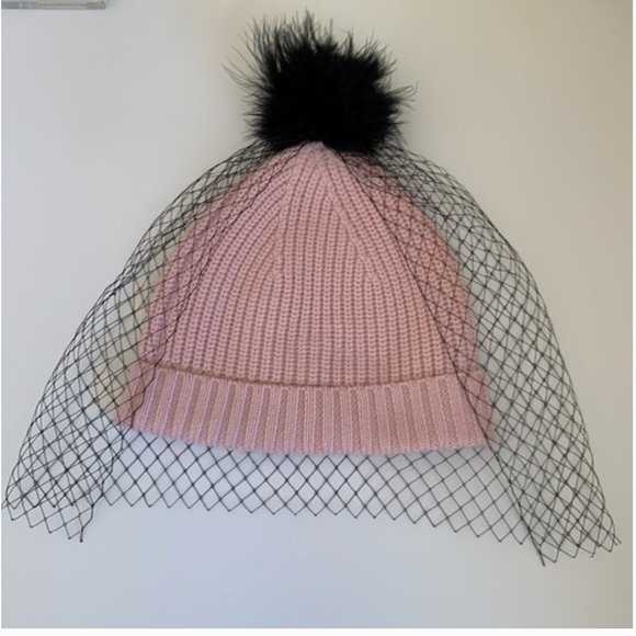 kate spade pink black Fit To Be Tied Wool Veil Hat nwot - Picture 12 of 16